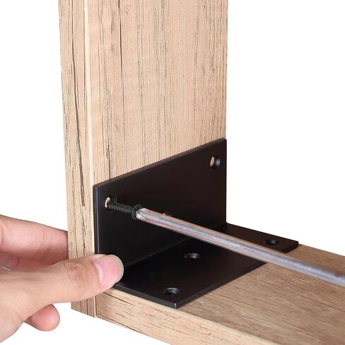4 PCS Iron 4 Inch L Right Angle Bracket with Screws, 4" x 2" x 2" Metal Joint Bracket 90 Degree Corner Brace for Wood Bookshelf Furniture Cabinet, Thickness 3 mm Heavy Duty Black Brackets in Kuwait