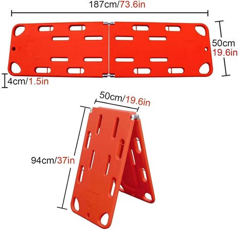 PE Ambulance Stretcher, Rescue Spine Boards, EMT Transfer Backboard, Load Capacity Up to 159kg/350lb, Foldable,Durable,Not Easy to Deteriorate,Suitable for Outdoor Rescue,Ambulance in Kuwait