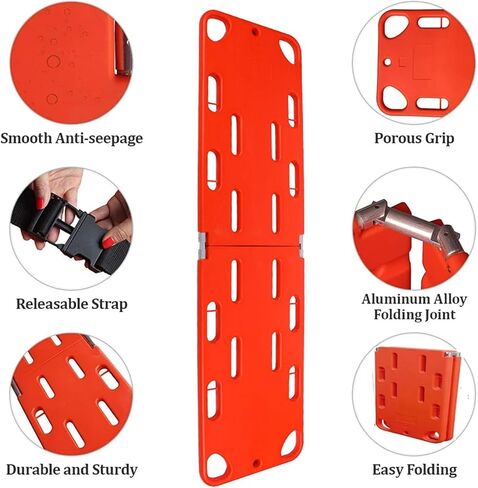 PE Ambulance Stretcher, Rescue Spine Boards, EMT Transfer Backboard, Load Capacity Up to 159kg/350lb, Foldable,Durable,Not Easy to Deteriorate,Suitable for Outdoor Rescue,Ambulance in Kuwait