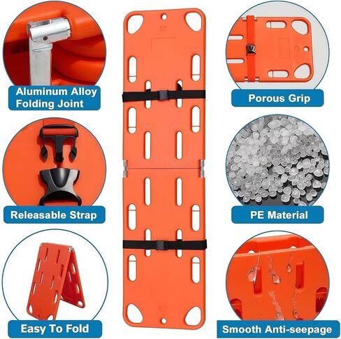 Foldable Spine Board Stretcher Backboard, EMT Lmmobilization Portable Patient Transport Rescue PE Ambulance Stretcher, for Patient,Emergency Rescue Spine Board,Water Floating Stretcher in Kuwait
