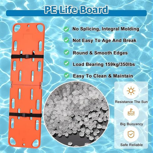 Foldable Spine Board Stretcher Backboard, EMT Lmmobilization Portable Patient Transport Rescue PE Ambulance Stretcher, for Patient,Emergency Rescue Spine Board,Water Floating Stretcher in Kuwait