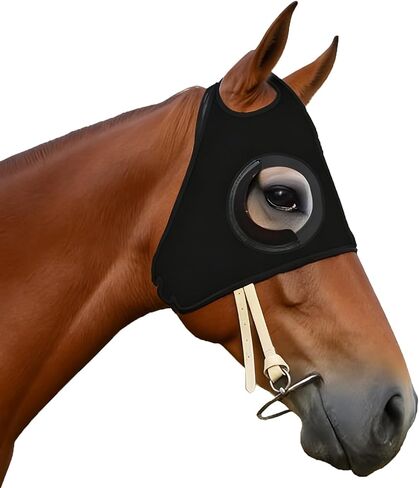 Horse Blinders, Horse Eye Cover, Blinders for Horses, Quarter Cup Blinker Hood for Racing & Training, Stretchable Material, Touch Tape Closure, Blinders, Limited Side and Back Visibility Aid in Kuwait
