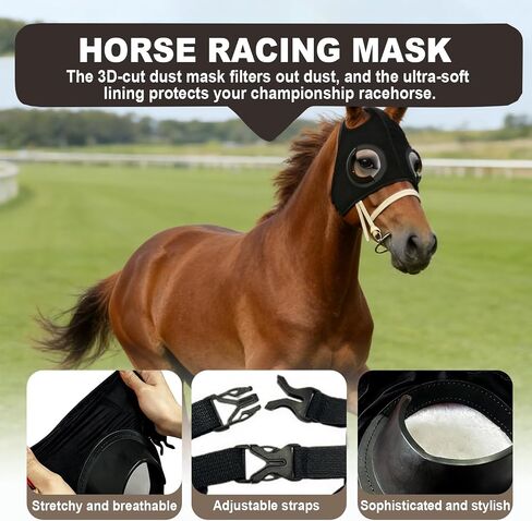 Horse Blinders, Horse Eye Cover, Blinders for Horses, Quarter Cup Blinker Hood for Racing & Training, Stretchable Material, Touch Tape Closure, Blinders, Limited Side and Back Visibility Aid in Kuwait