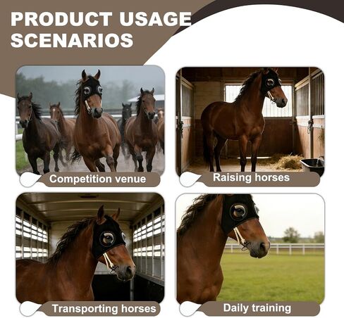 Horse Blinders, Horse Eye Cover, Blinders for Horses, Quarter Cup Blinker Hood for Racing & Training, Stretchable Material, Touch Tape Closure, Blinders, Limited Side and Back Visibility Aid in Kuwait