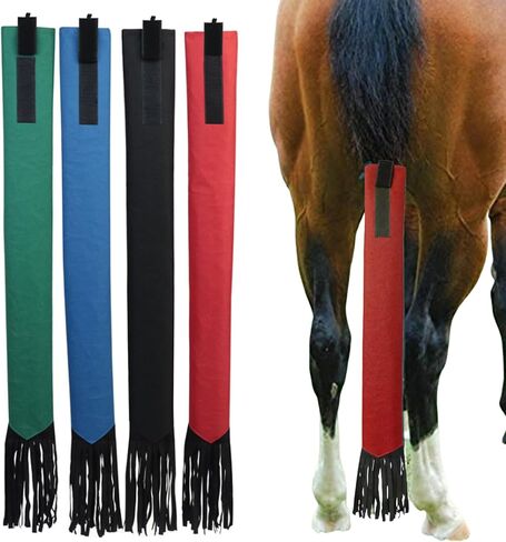 Horse Tail Guard, Horse Tail Bag Wrap with Fringe Horsetail Protector Guard Equestrian Horses Accessories 4PCS in Kuwait