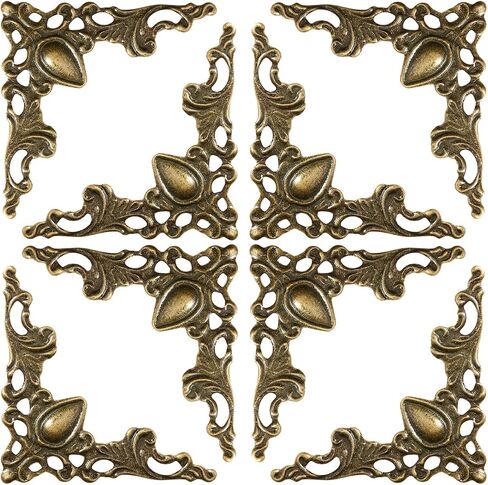 BESPORTBLE 24Pcs Vintage Metal Corner Protectors - 1.7" x 1.7" Bronze Triangle Edge Decorative for Book Jewelry Box Wood Case Guards in Kuwait