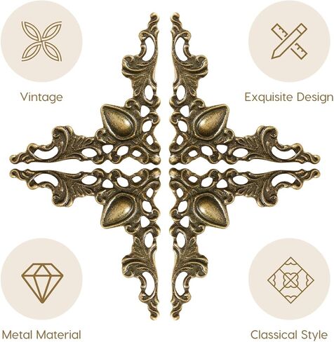 BESPORTBLE 24Pcs Vintage Metal Corner Protectors - 1.7" x 1.7" Bronze Triangle Edge Decorative for Book Jewelry Box Wood Case Guards in Kuwait