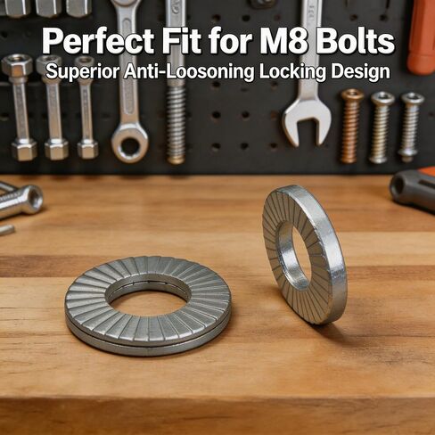 M8 Wedge Lock Washers, 20pcs Anti-Loose Shakeproof Washers for Bolts,Automotive,Precise Fit,Direct Installation. in Kuwait
