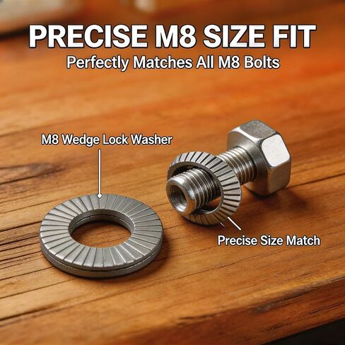 M8 Wedge Lock Washers, 20pcs Anti-Loose Shakeproof Washers for Bolts,Automotive,Precise Fit,Direct Installation. in Kuwait