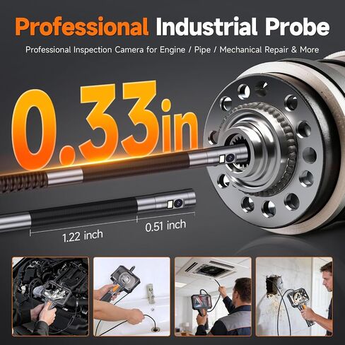 FOXWELL Dual Lens Two-Way Articulating Borescope, 1080P Endoscope Camera with Light, IPS HD Screen, IP67 Waterproof, 5.3FT Flexible Semi-Rigid Snake Scope for Automotive Engine Pipe Home Inspection in Kuwait