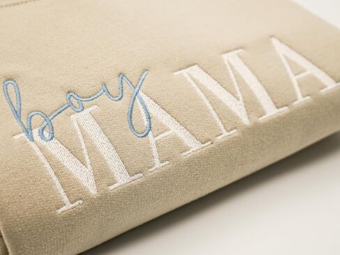 Women’s Boy Mama Embroidered Crewneck Sweatshirt, Mom of Boys Cozy Pullover, Gift for moms of boys in Kuwait