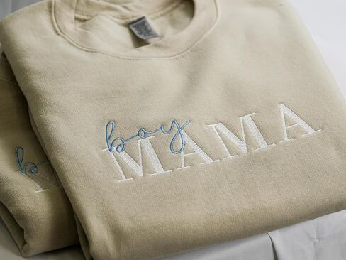 Women’s Boy Mama Embroidered Crewneck Sweatshirt, Mom of Boys Cozy Pullover, Gift for moms of boys in Kuwait