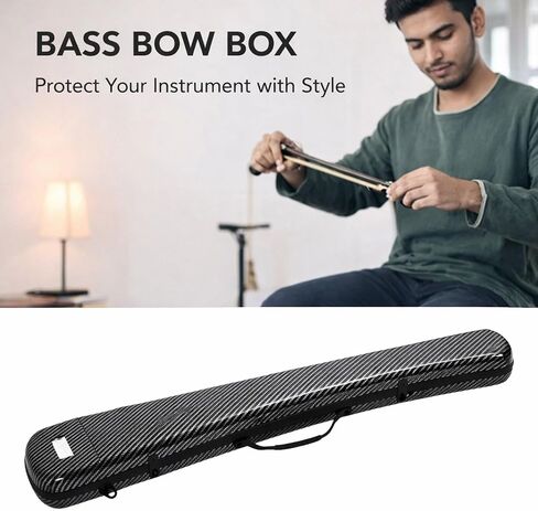 Bass Bow Case Composite Carbon Fiber Lightweight Double Bass Bow Box - Shock Absorbing Lining for Secure Transport, Adjustable Strap for Musicians in Kuwait