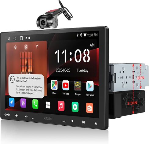 10.1 "Qled Android Single & Double Din Car Stereo مع Dash Cam ، 2G+32G اللاسلكي Carplay Android Auto Floating Qled Touchscreen Car Radio وكاميرا DVR 1080p ، WiFi/Bluetooth ، A5L in Kuwait