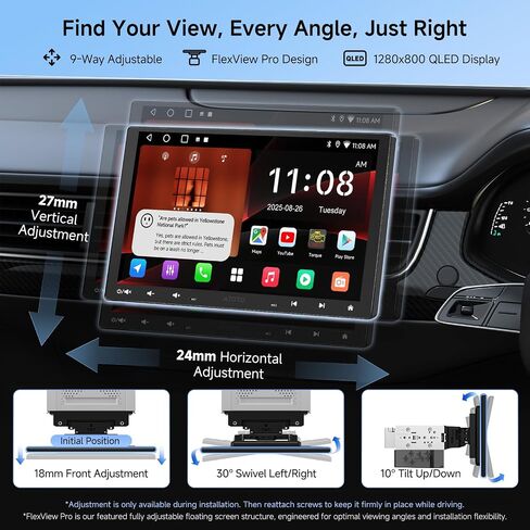 10.1 "Qled Android Single & Double Din Car Stereo مع Dash Cam ، 2G+32G اللاسلكي Carplay Android Auto Floating Qled Touchscreen Car Radio وكاميرا DVR 1080p ، WiFi/Bluetooth ، A5L in Kuwait