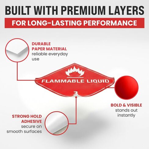 100pcs Flammable Liquid Hazmat Stickers, 4" x 4" Perforated Labels for Shipping Receiving Flammable 3 Hazardous Material Stickers in Kuwait