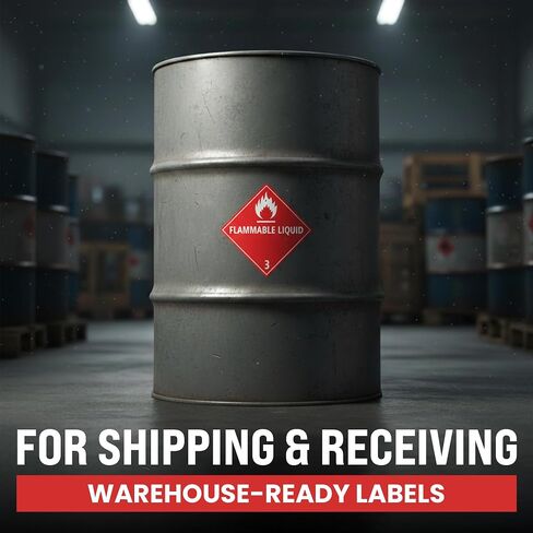 100pcs Flammable Liquid Hazmat Stickers, 4" x 4" Perforated Labels for Shipping Receiving Flammable 3 Hazardous Material Stickers in Kuwait