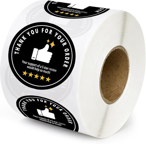 500pcs Thank You for Your Order Stickers - 1.7 Inch Round Small Business Stickers, 5 Star Support Labels for Shipping Bags, Gift Boxes, Envelopes, and Online Retail Packagings in Kuwait