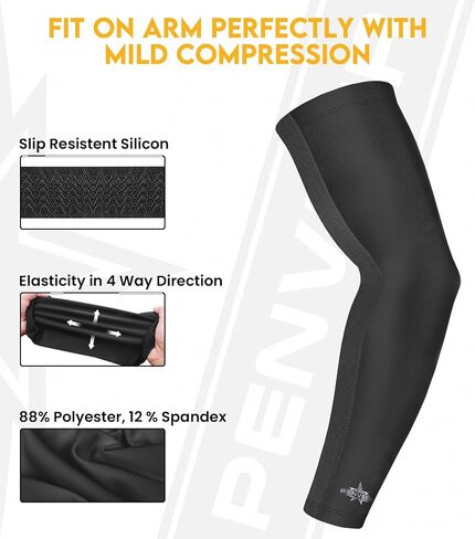 Compression Arm Sleeves for Men with Breathable Mesh, Cooling Sports Sleeves for Baseball, Football - Youth & Adult in Saudi Arabia