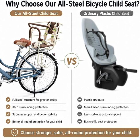 Kids Bike Seat Rear with Large Storage Bag,Rear Mounted Child Bike Seat with Adjustable Footrests for Children Ages 14 Months to 8 Years | Kids Bike Seat Rear with Large Storage Bag in Kuwait