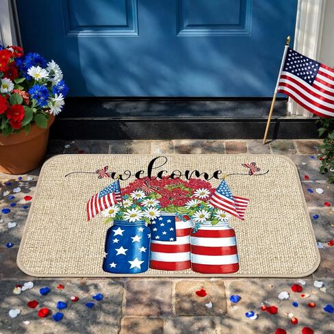 Zhanmai Welcome Mats Door Mat Indoor Entrance Cute Decorative Outdoor Doormats Non Slip Outside Door Mats for Front Spring Rugs, 16" x 28"(Sunflower) in Saudi Arabia