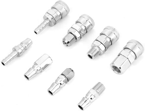 Air Hose Fittings Quick Connect, Air Coupler and Plug Kit, 8Pcs 3/8" Pneumatic Quick Fittings Release Plug Socket Connector Set for Air Compressor Hose in Kuwait