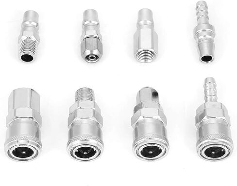 Air Hose Fittings Quick Connect, Air Coupler and Plug Kit, 8Pcs 3/8" Pneumatic Quick Fittings Release Plug Socket Connector Set for Air Compressor Hose in Kuwait