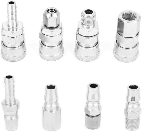 Air Hose Fittings Quick Connect, Air Coupler and Plug Kit, 8Pcs 3/8" Pneumatic Quick Fittings Release Plug Socket Connector Set for Air Compressor Hose in Kuwait