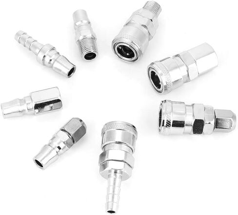 Air Hose Fittings Quick Connect, Air Coupler and Plug Kit, 8Pcs 3/8" Pneumatic Quick Fittings Release Plug Socket Connector Set for Air Compressor Hose in Kuwait
