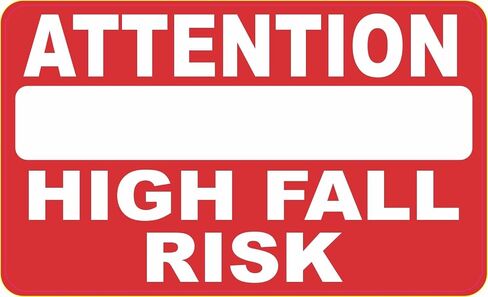StickerTalk Attention High Fall Risk Red Vinyl Sticker, 5 inches by 3 inches in Kuwait