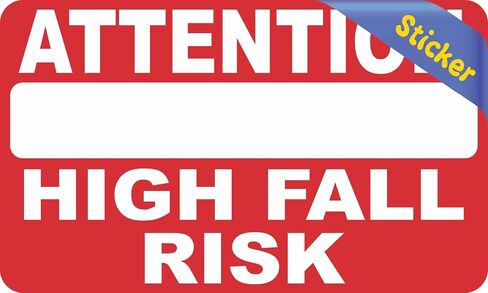 StickerTalk Attention High Fall Risk Red Vinyl Sticker, 5 inches by 3 inches in Kuwait