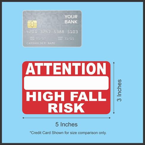 StickerTalk Attention High Fall Risk Red Vinyl Sticker, 5 inches by 3 inches in Kuwait