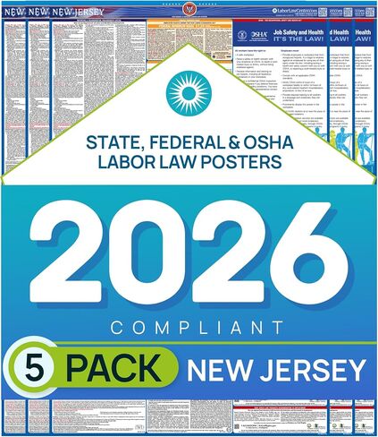 New Jersey 2026 Labor Law Poster – State & Federal Employment Compliance – OSHA, EEOC, FMLA, Minimum Wage– Premium Paper Workplace Poster – Folded & Unlaminated – Envelope Packed – 26" x 39.5" in Saudi Arabia