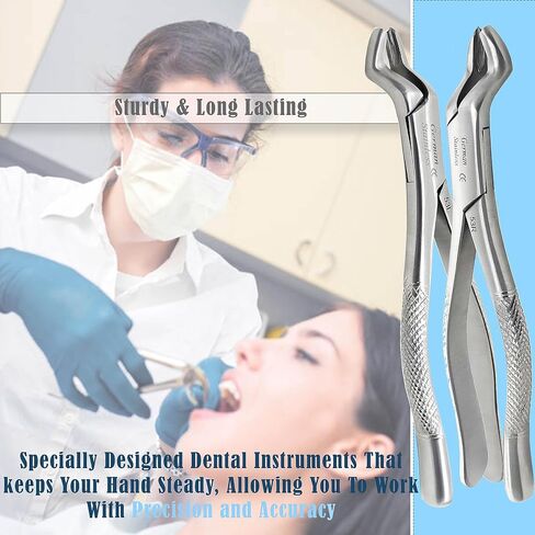 A2Z قطعتان من ملقط استخلاص الأسنان الألماني #53R #53L - لاستخراج الأضراس العلوية اليمنى واليسرى الأولى والثانية من العظم السنخي - فكي مسنن ومقبض قوي - مصنوع من الفولاذ المقاوم للصدأ الفاخر in Kuwait