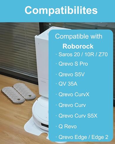 12 Pack Replacement Mop Pads for Roborock Qrevo S Pro, Saros 20/10R/Z70, QV 35A, Qrevo S5V, Qrevo Curv S5X/Curv/CurvX, Q Revo, Qrevo Edge Robot Vacuum, Washable Reusable Microfiber Mopping Cloth in Saudi Arabia