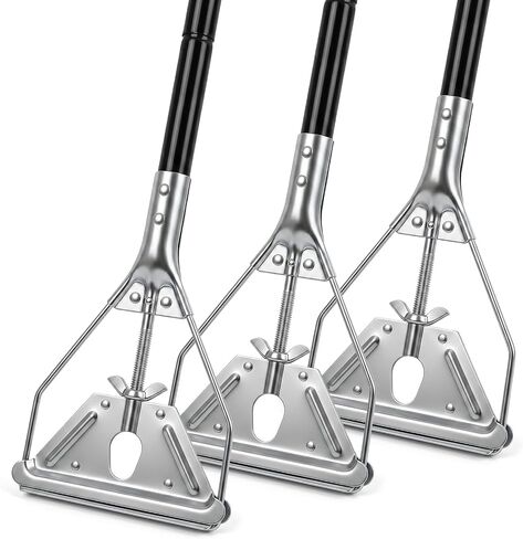 KalTell 3PK Commercial Wet Mop Handles, 58.5" Metal Mop Handle with Heavy Duty Jaw Clamp Head, Industrial Replacement Mop Stick for Cotton Mop Heads, Janitorial Cleaning Supplies in Kuwait
