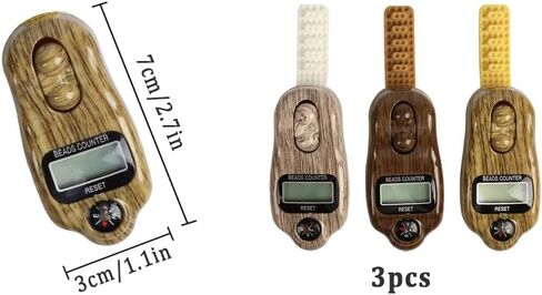 Digital Beads Counter, 3 Pieces Digital Tasbih Tally Counters, Resettable Finger Counter, Digital-Counter with Compass,Electronic Rotating Prayer Beads Counters,for Meditation,Muslim Prayer in Kuwait