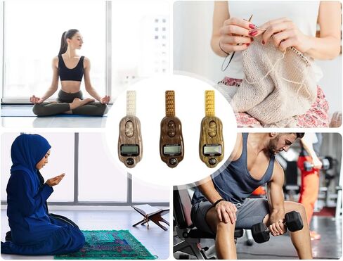 Digital Beads Counter, 3 Pieces Digital Tasbih Tally Counters, Resettable Finger Counter, Digital-Counter with Compass,Electronic Rotating Prayer Beads Counters,for Meditation,Muslim Prayer in Kuwait