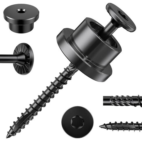 Carbon Steel Cap Nuts and Screw Assortment, 48pcs 1" Hardware Nuts and #14 x 2-7/8" Wood Screws, Fastener Tool for Decorating Outdoor Pergolas, Pavilions, Decks in Kuwait