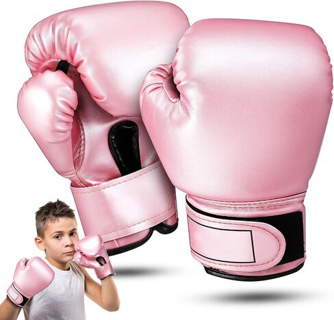 Garneck Kids Boxing Gloves: Toddler Punching Training Gloves for Boys Girls Ages 3-8 Pu Leather Sparring Mitts for Kickboxing Muay Thai MMA & Heavy Bag, Pink in Kuwait