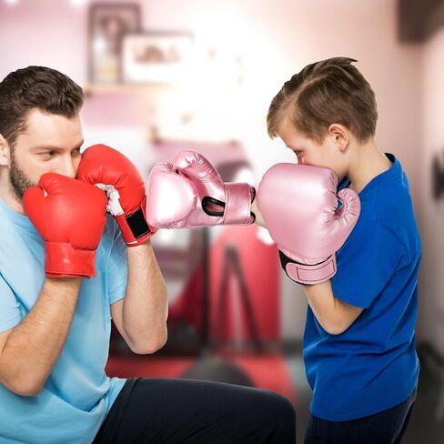 Garneck Kids Boxing Gloves: Toddler Punching Training Gloves for Boys Girls Ages 3-8 Pu Leather Sparring Mitts for Kickboxing Muay Thai MMA & Heavy Bag, Pink in Kuwait