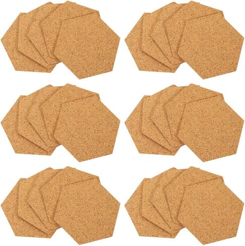 120pcs Hexagon Cork Coasters 2mm Thickness Single-Sided Adhesive Backing Adjustable Cutting Cork Pads Table Protection Home Decoration Sound Absorption in Kuwait