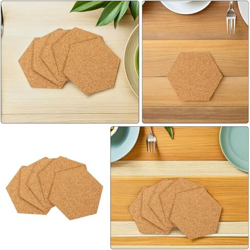 120pcs Hexagon Cork Coasters 2mm Thickness Single-Sided Adhesive Backing Adjustable Cutting Cork Pads Table Protection Home Decoration Sound Absorption in Kuwait