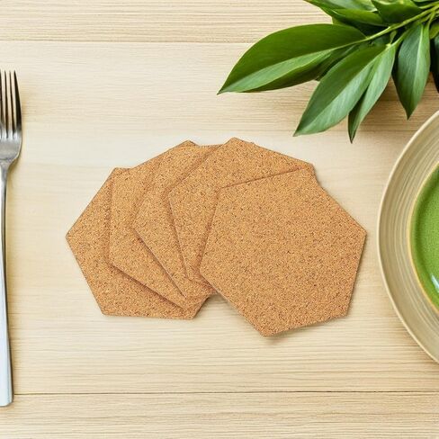 120pcs Hexagon Cork Coasters 2mm Thickness Single-Sided Adhesive Backing Adjustable Cutting Cork Pads Table Protection Home Decoration Sound Absorption in Kuwait