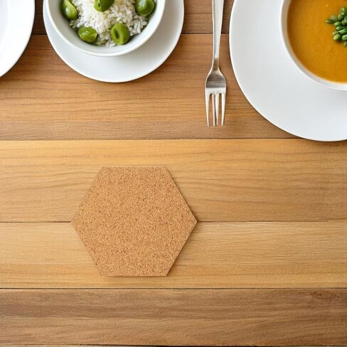 120pcs Hexagon Cork Coasters 2mm Thickness Single-Sided Adhesive Backing Adjustable Cutting Cork Pads Table Protection Home Decoration Sound Absorption in Kuwait
