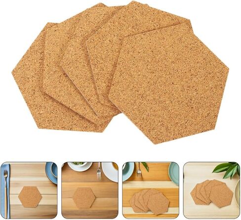 120pcs Hexagon Cork Coasters 2mm Thickness Single-Sided Adhesive Backing Adjustable Cutting Cork Pads Table Protection Home Decoration Sound Absorption in Kuwait