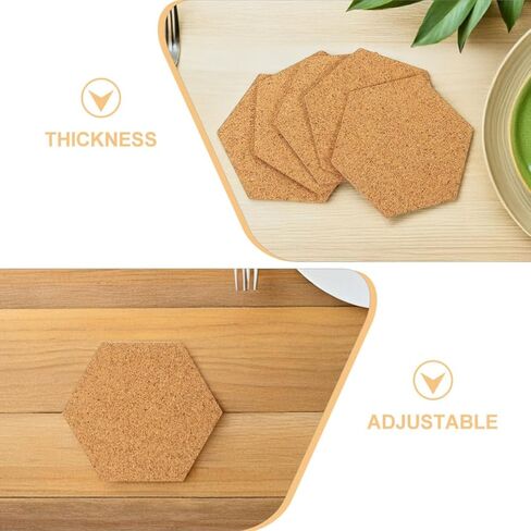120pcs Hexagon Cork Coasters 2mm Thickness Single-Sided Adhesive Backing Adjustable Cutting Cork Pads Table Protection Home Decoration Sound Absorption in Kuwait