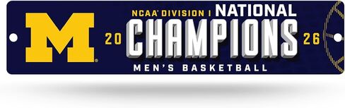 Rico Industries NCAA Michigan Wolverines 2026 Men's Basketball National Champions Plastic 4" x 16" Street Sign in Kuwait