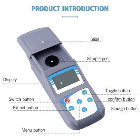 Water Turbidity Analyzer, Digital Water Turbidity Meter Portable Handheld Turbidimeter 0~200 NTU 90° Scattered Light Accuracy 0.1 with Backlight in Kuwait