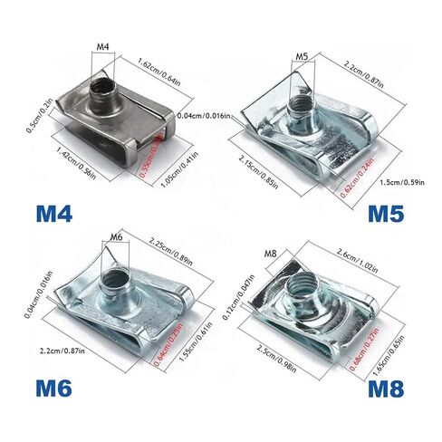 Stainless Steel U Type Speed Nut Clip with Thread M4 M5 M6 M8 Reed Nut Assortment for Automotive Motorcycle Scooter Panel Fastener 30-100PCS(M4-100PCS) in Kuwait